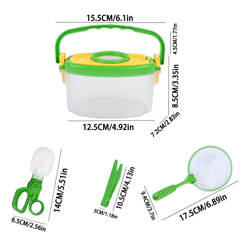 مغامرة الأطفال في الهواء الطلق، صندوق مراقبة الحشرات المحمول باليد، ملاقط طويلة، مشبك مقص، لعبة صيد شبكة حشرات الفراشة