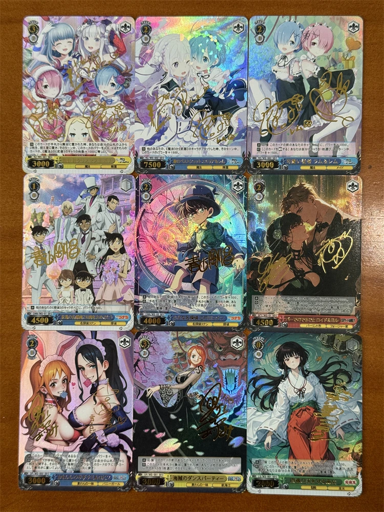 

9pcs/set Anime Rem Yor Forger Nami Trading Card Signature Card Bronzing Refractive Color Flash Replica Child Gifts Cartoon