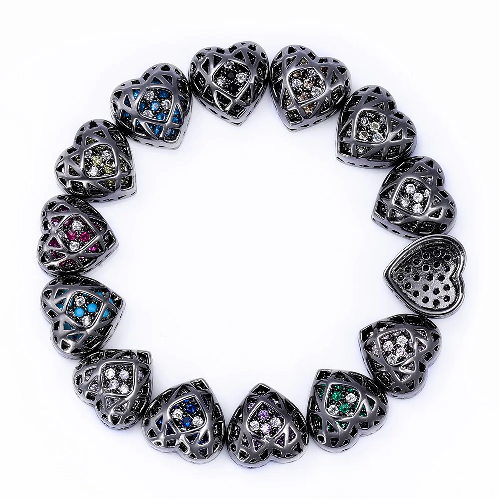 4/40 pz Cubic Zirconia lega Charms a forma di cuore ematite placcato strass cucito pietra di cristallo abbigliamento fai da te accessori per cucire