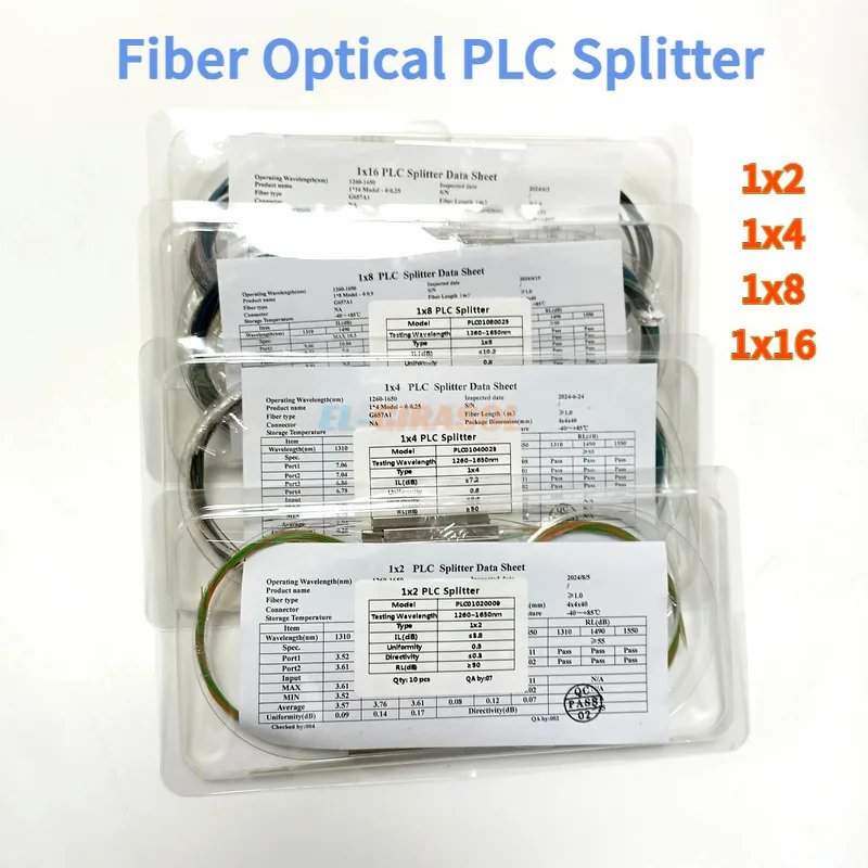 10Pcs 1X2 1X4 1X8 1X16 Color Fiber Optic Without Connector Cable 250Um 0.9Mm Mini Blockless 2,4 Ports PLC Splitter FTTH