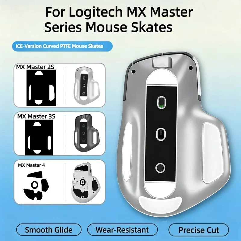 For Logitech MX Master 2S/2/3S/3/Master4,Smooth Glide Wear‑Resistant ReplacementAccessories ICE-Version Curved PTFE Mouse Skates