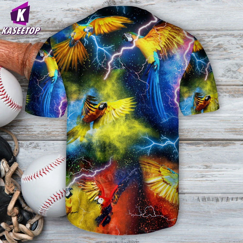 Parrot With Colorful Thunder Men 3D Print Baseball Jersey Shirt Adult Summer Tee Shirt Men Hip Hop Tops Tee Oversized Streetwear