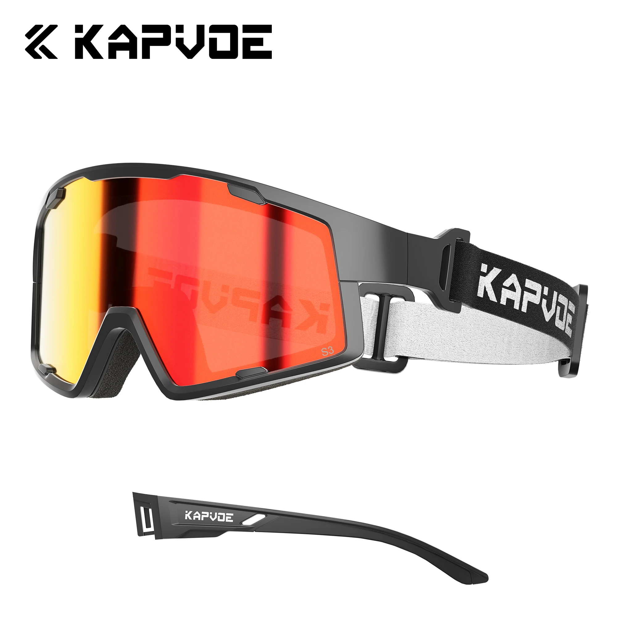 Kapvoe Skibrillen für Herren, beschlagfreie Gläser, UV400-Schutz, Damen-Skibrillen, Schneesonnenbrillen, Sportbrillen 2026 – Detail 1