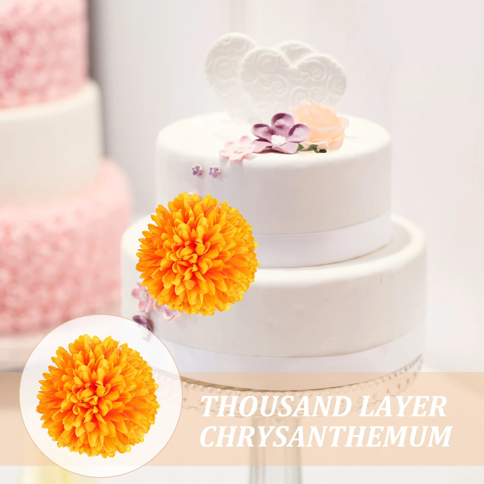 

50 pcs Artificial Wedding Party Flower Adornment Fake Chrysanthemum Flower Simulation Thousand Layer Chrysanthemum Party