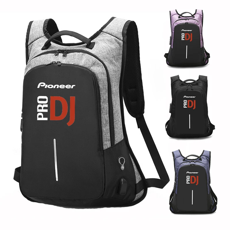 Pioneer-mochila universal de grande capacidade para homens e mulheres, anti-roubo com bloqueio, bolsa para laptop, carregamento USB, bolsa de viagem, dj