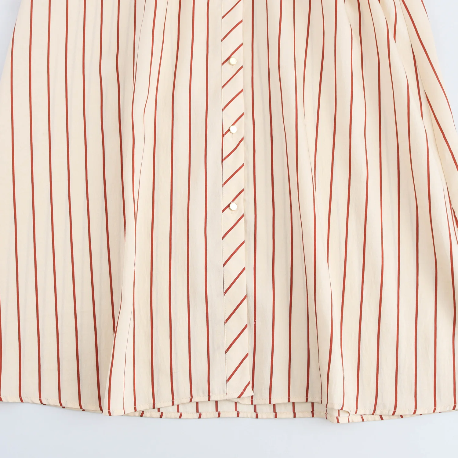 Modisches Revers-gestreiftes Druckkleid 2025, Frühling und Sommer, mittlere Ärmel, einreihig, lockeres Hemd, langes Kleid, Damenkleid mit Gürtel