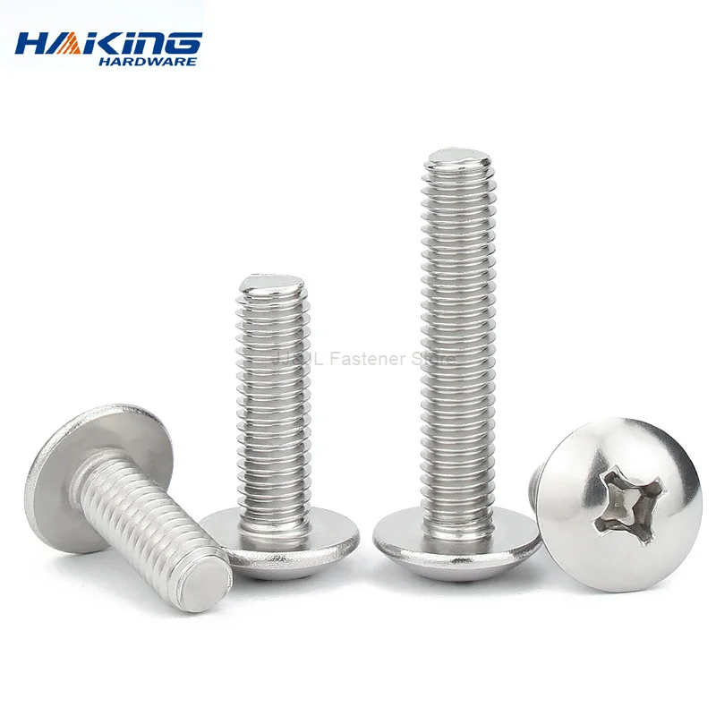 

Cross Recessed Truss Head Machine Screws M3 M4 M5 M6 M8 Mushroom Big Flat Head Screw 304 Stainless Steel Philips Screw