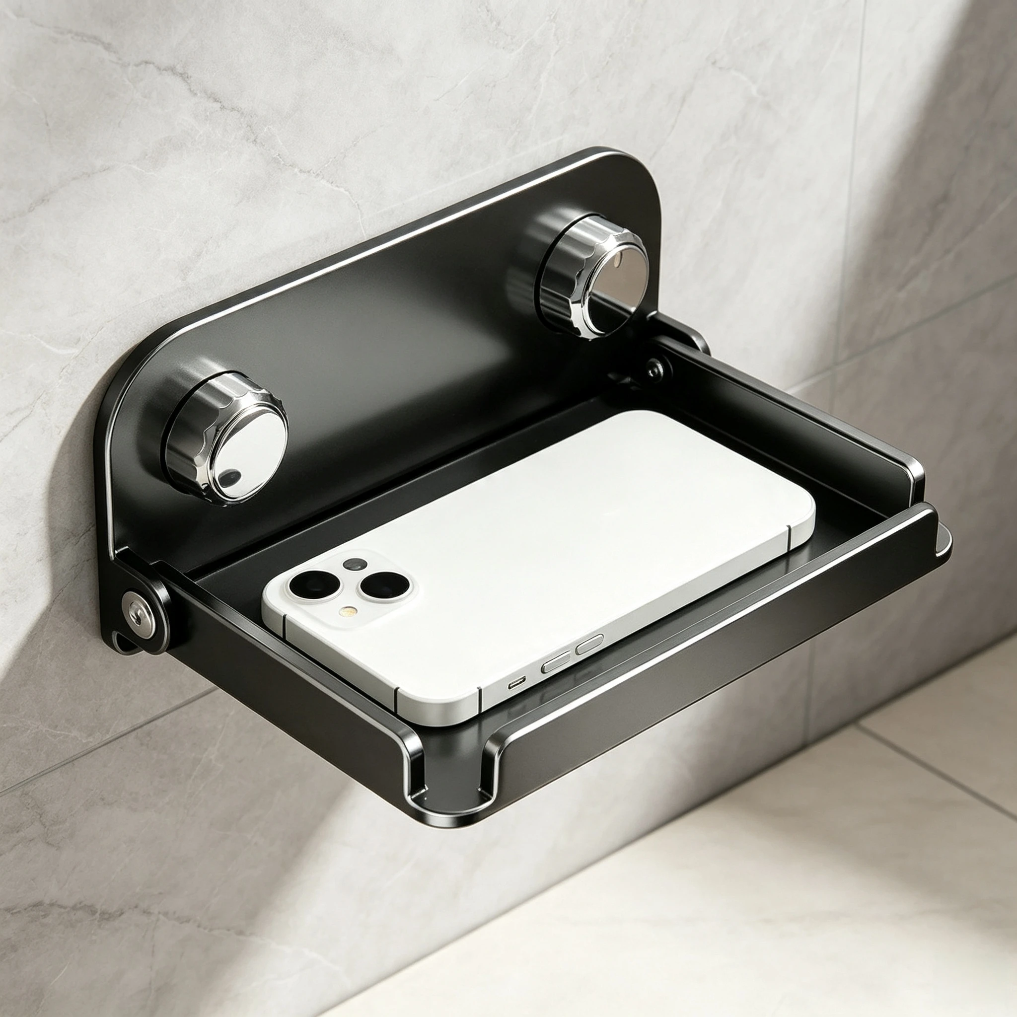 No Drill Wall Mount Bathroom Foldable Suction Cup Storage Rack Anti-fall Guard Rail Shelf Shower Organizer
