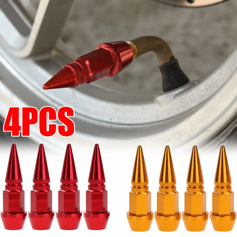 Car Motorcycle Tire Pointed Styling Valve Caps Alloy Metal Cover Auto Exterior Accessories Wheel Tire Styling Valve Cap