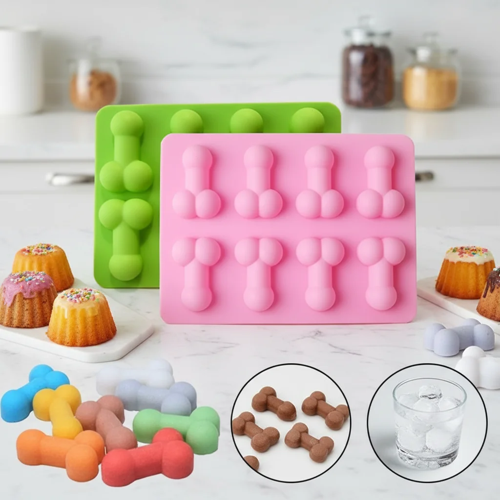 Silicone Penis Mold for Chocolate Ice Cubes Soap Candle Cake Making, Non-Stick Lattice Design