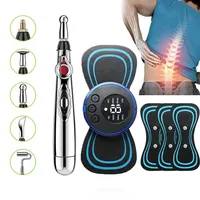 Electric Muscle Stimulator Tens Unit Set Ems Acupuncture Body Neck Back Massager  Laser Meridian Pulse Pen Physical Therapy Tool