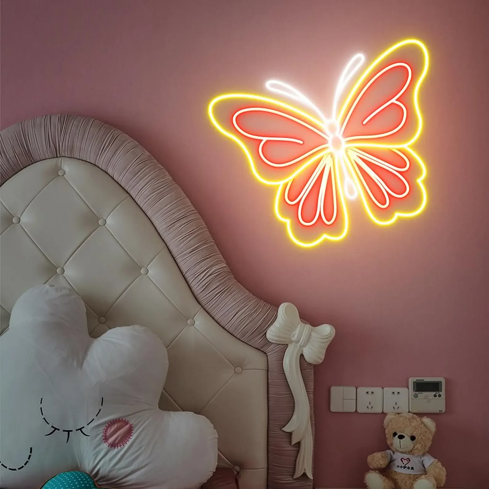 Colorful Butterfly Neon Sign,Aesthetic Neon Wall Art for Bedroom,Kids Room Living Room Decor,Business Neon Sign,Gift For Kids view 5