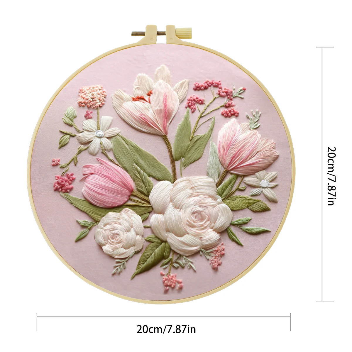 1 Stück 20X20CM/15X15CM 7,87/6,3 Zoll Stickerei-Starter-Kit DIY-Kit Heimdekoration, Rosenblumen, Stickerei-Kit – Detail 5