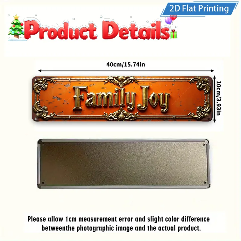 [2D FLAT] علامة معدنية مكونة من قطعة واحدة، علامة معدنية عتيقة مقاس 8 × 12 بوصة لديكور المنزل في عيد الميلاد