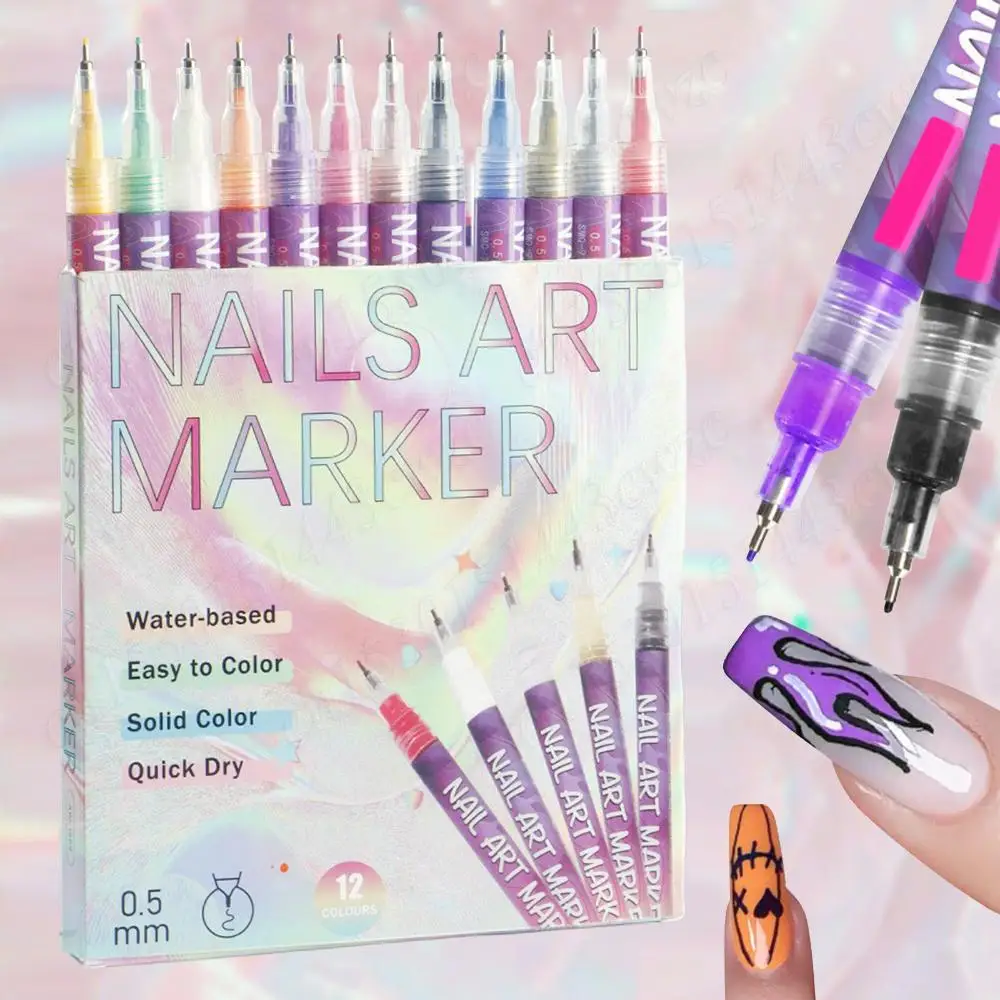 

12/24 Pcs Acrylic Nail Doodle Pen 0.5mm Precision Magic Waterproof Nail Art Pen Quick-drying DIY Nail Art Drawing Liner For Girl