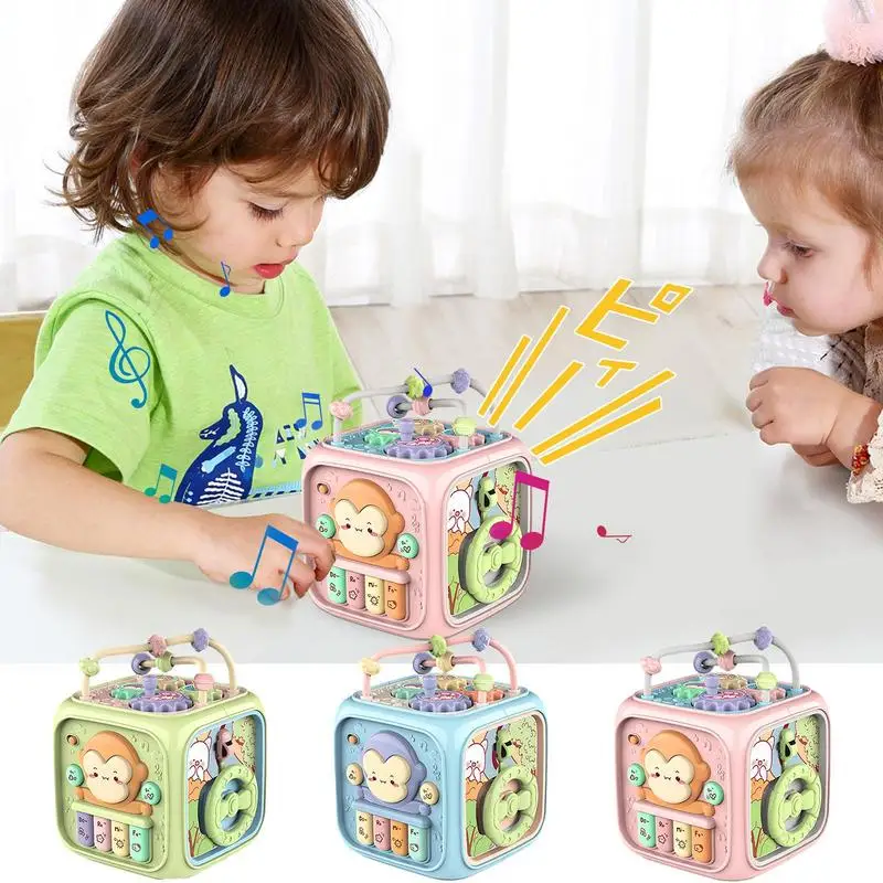 

Activity Center Cube Activity Center Shape Sorter Toy Multi-purpose Toddler Learning Toy Portable Musical Drum Shape Sorter