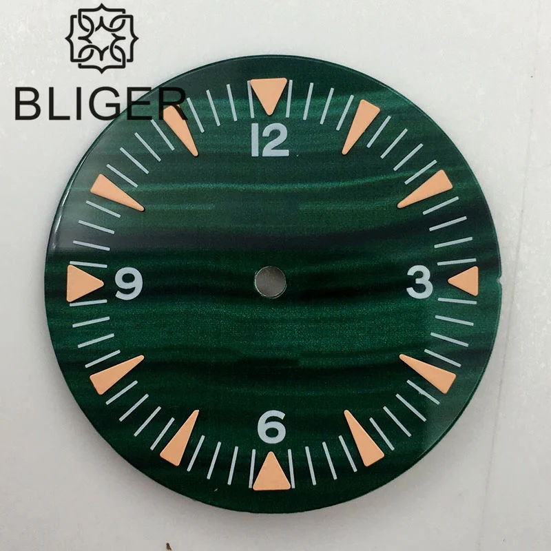 BLIGER 31mm Sterile Watch Dial Black Blue Green Fit NH35 NH36 Movement For Dive Men Watches Green Luminous