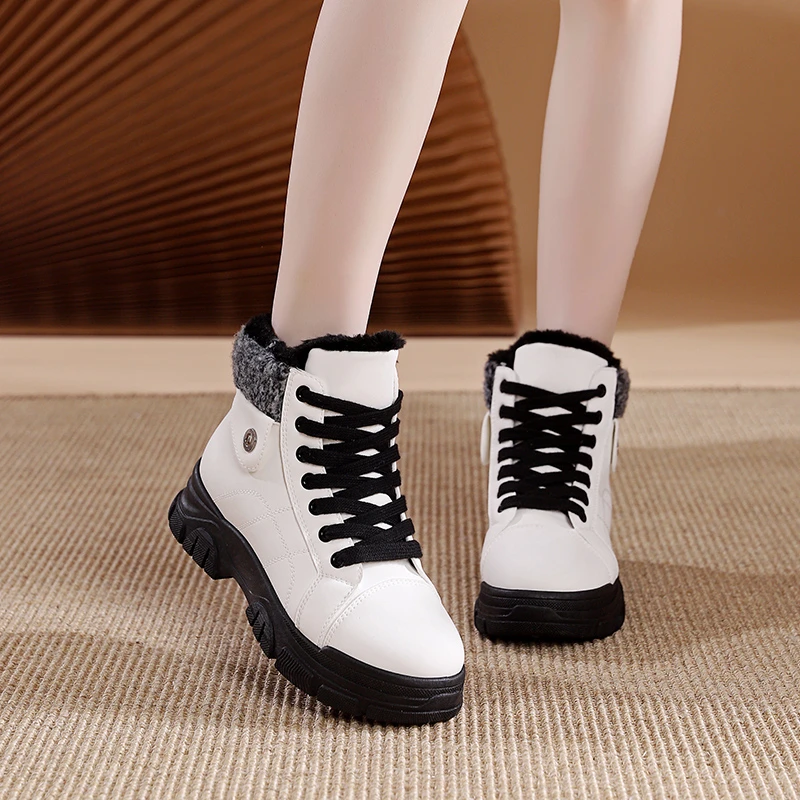 

Women's Fashion Thick Sole Waterproof Snow Boots Sneakers Wear Resistance Short Boots Warm Winter Shock Absorption Snow Boots