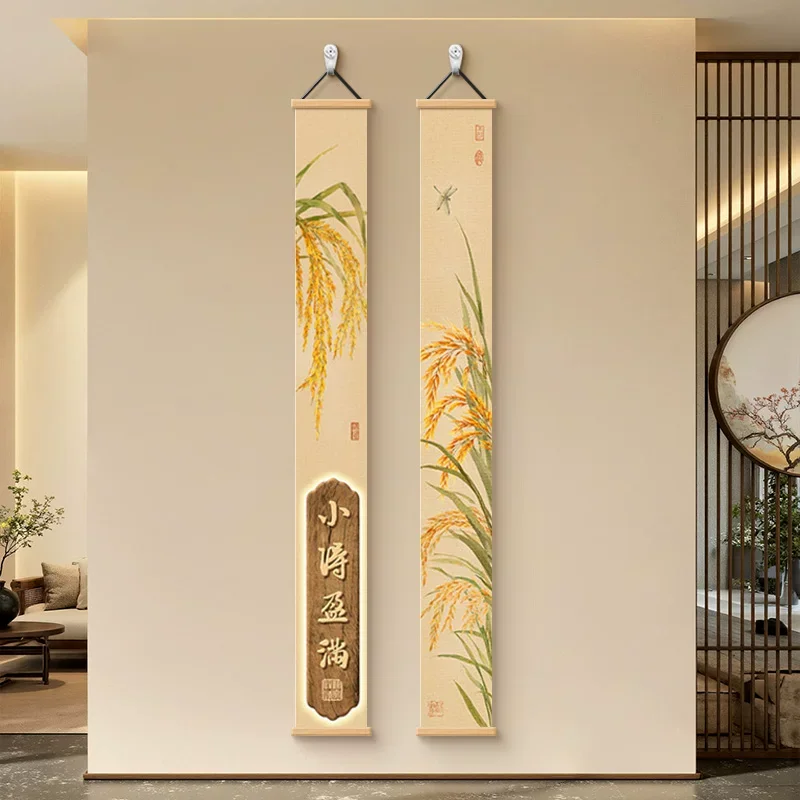 Zen Wall Decor Nine Koi Fish Wealth Wall Art Scroll - Zen Feng Shui for Home Office, Oriental Aesthetic Room Decor for Tea Room