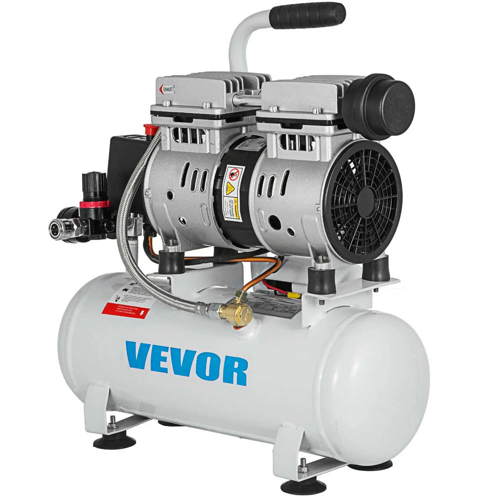 VEVOR 9L Silent Air Compressor with Pure Copper Motor 550W Oil-free Air Pump For Home Repair Tire Inflation Whisper Compressor