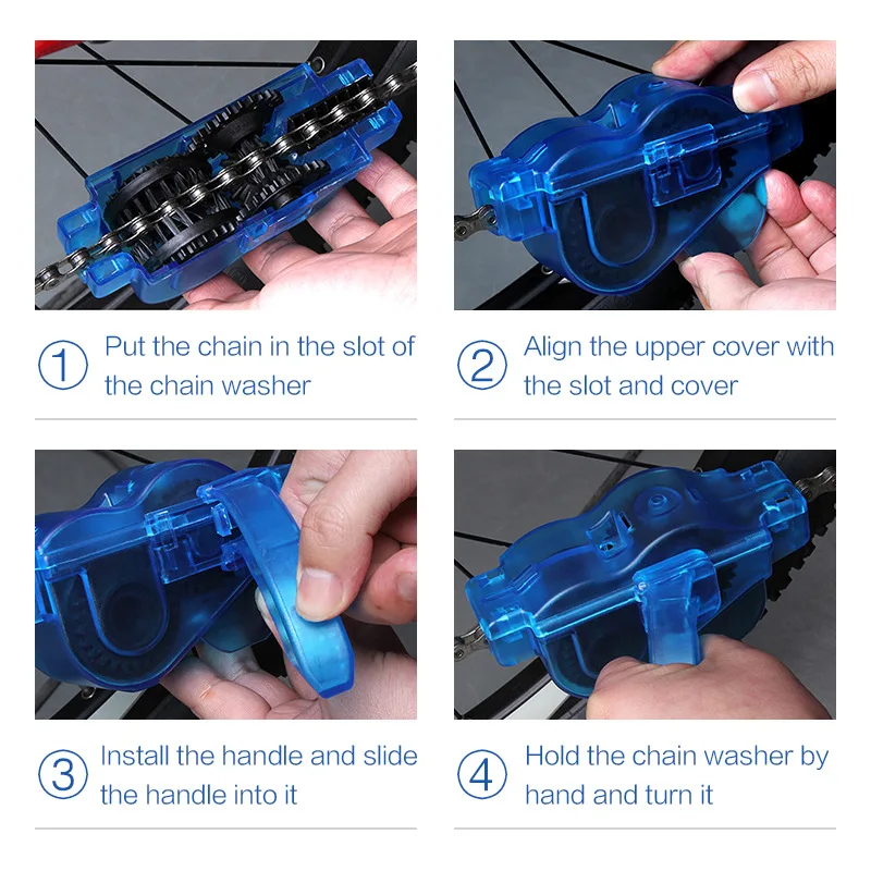 Bicycle Chain Cleaning Brush Bike Chain Washer and Scrubbing Tool Outdoor Mountain Road Cycling Chain Maintenance Cleaning Tool