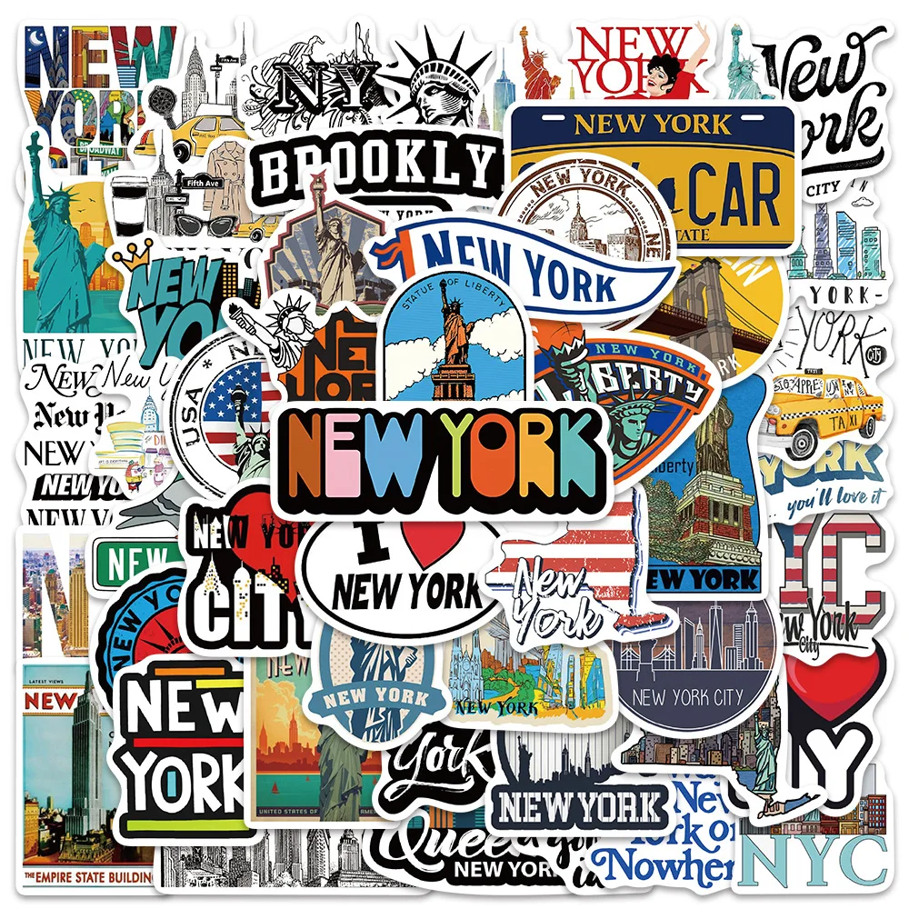 

10/30/50PCS Cartoon New York City Signs Stickers Kawaii DIY Traveling Luggage Guitar Fridge Laptop Graffiti Sticker Kid Decals