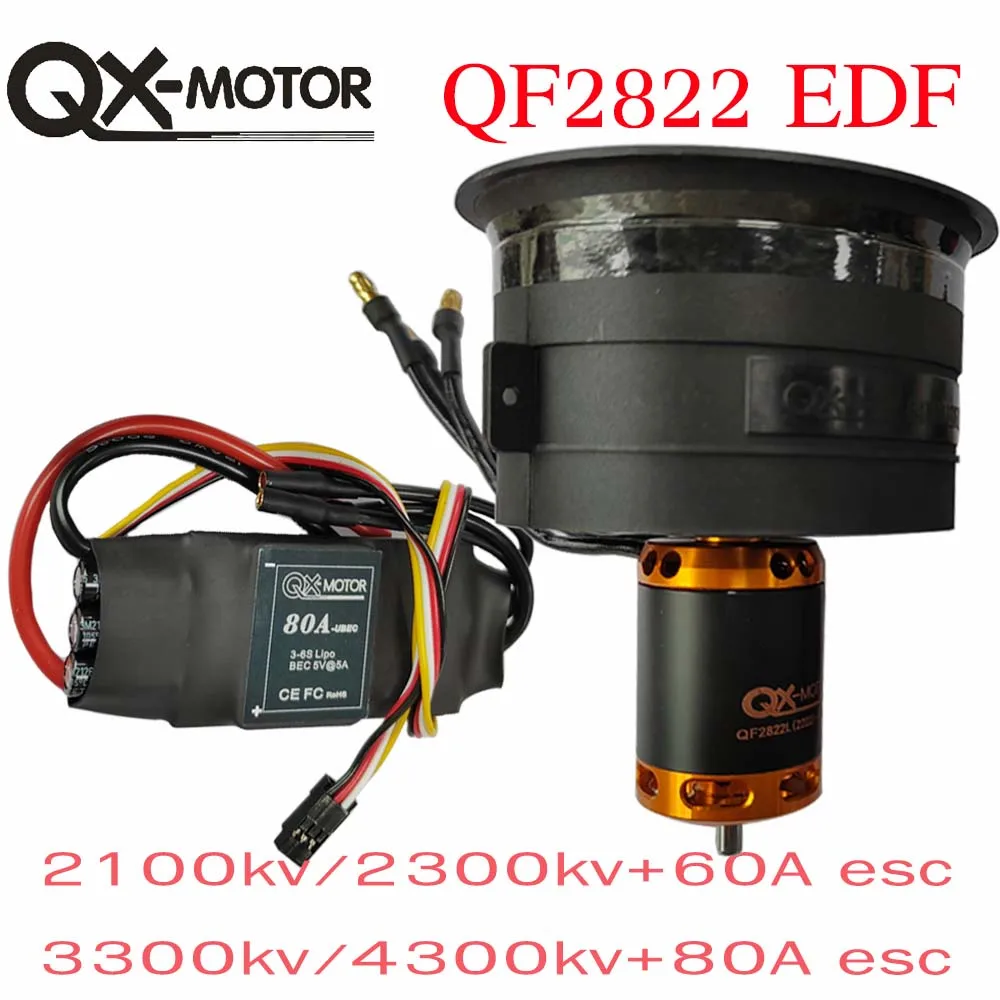 

QX-Motor QF2822 64MM EDF 2100KV 2300KV 3300KV 4300KV Brushless Motor with 60A / 80A ESC