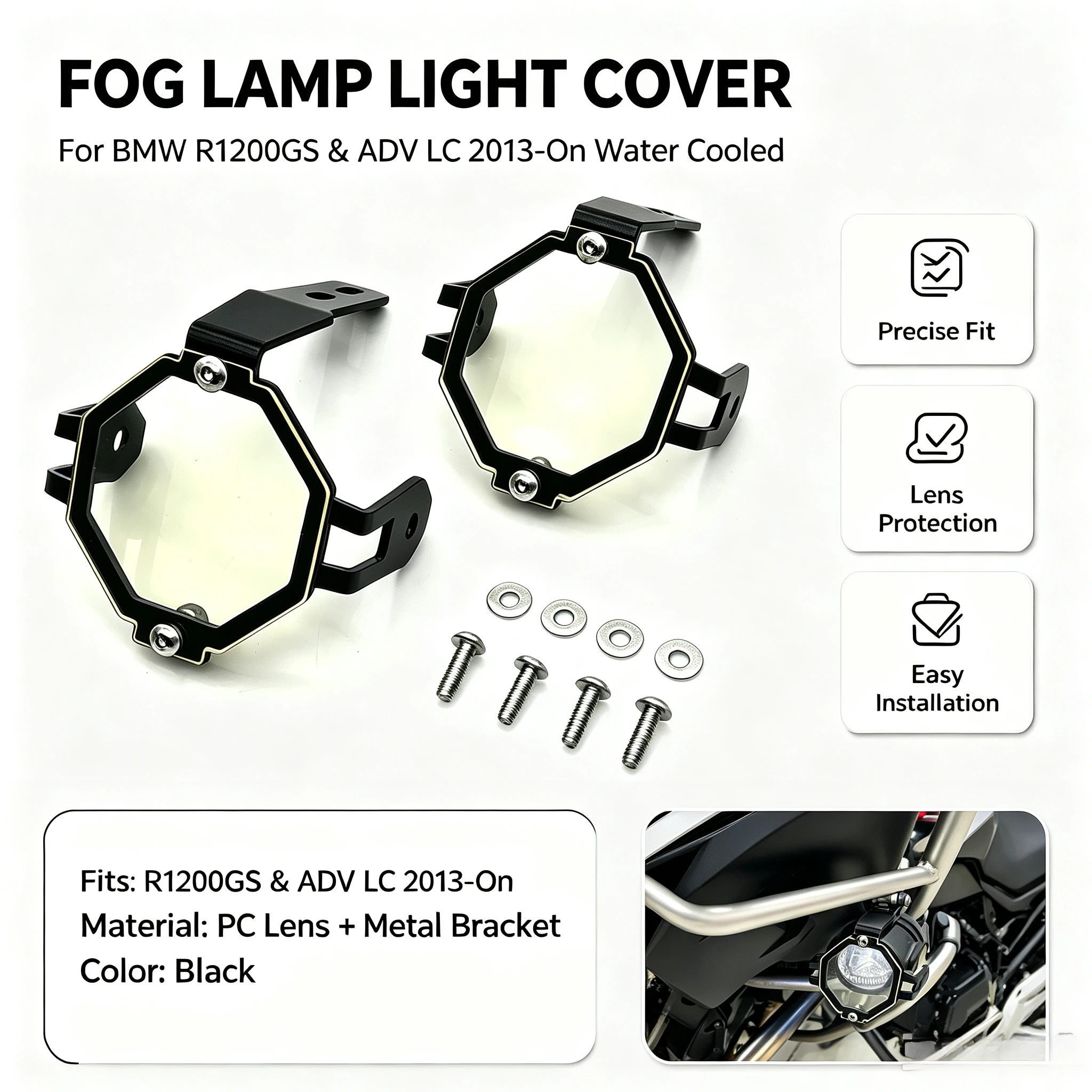Motorcycle Fog Lamp Light Cover Guard Grille Protector For BMW R1250GS R1200GS F800GS ADV Adventure 2005-2023