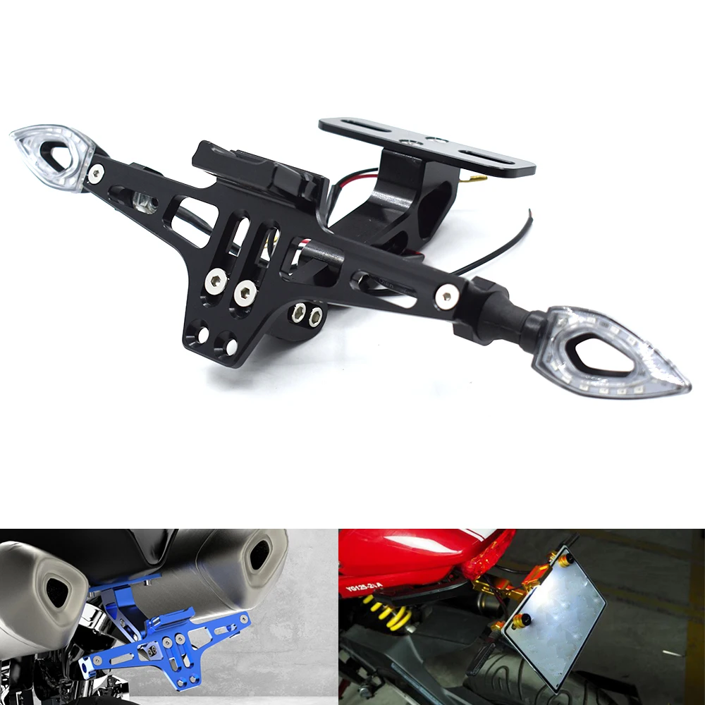 Motorcycle license plate bracket CNC aluminum alloy with LED For YAMAHA MT-07 MT-09 MT07 MT09 XMAX VMAX NMAX TMAX R1 R6 R15 R25