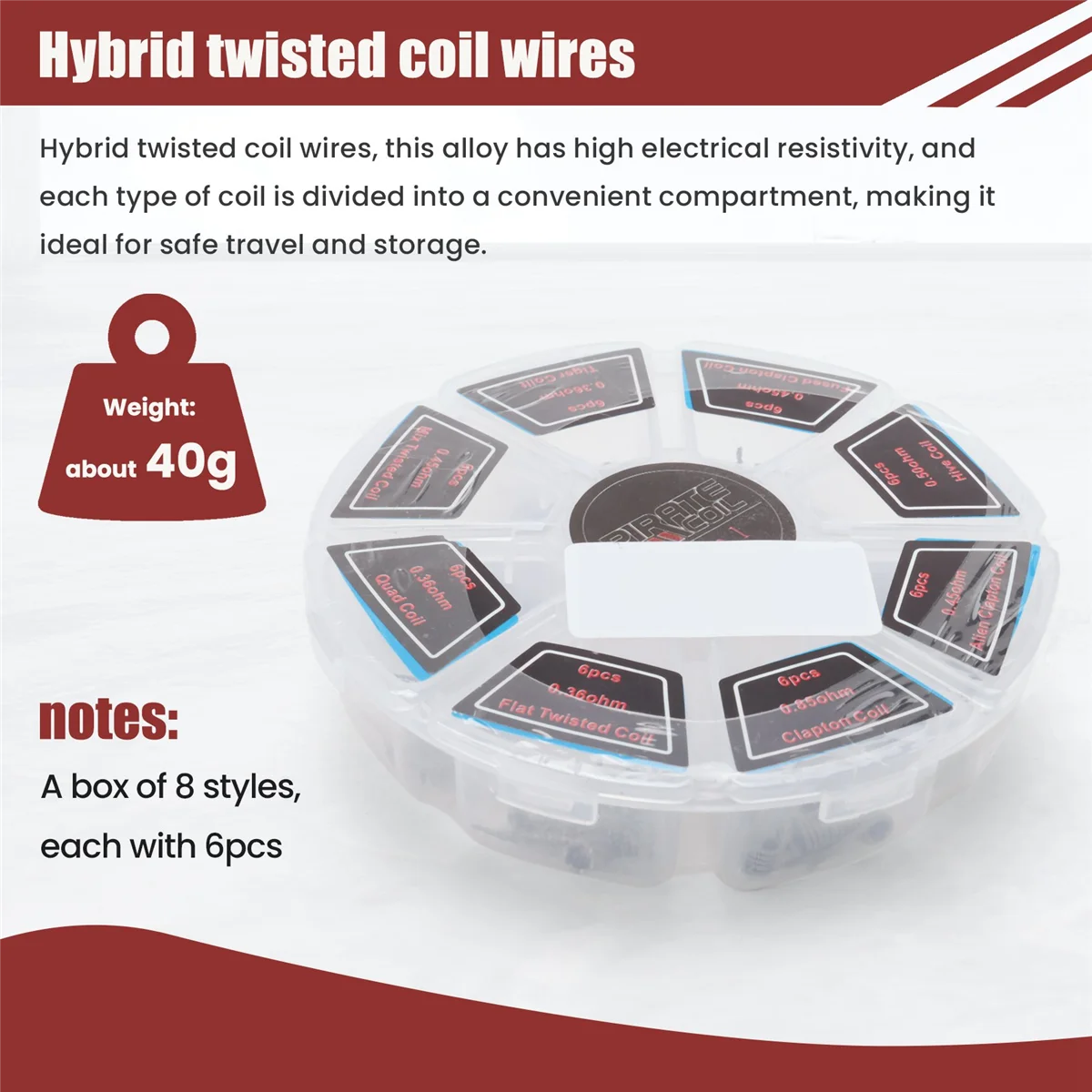 48 قطعة أداة A1 لفائف مسبقة الصنع كلابتون رباعية الخلفية تنصهر كلابتون مزيج ملف ملتوي لرذاذ RBA #6