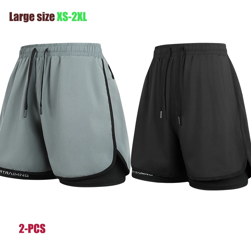 New Sport Shorts Men Sportswear Double-deck Running Shorts 2 In 1 Beach Bottoms Summer Gym Fitness Training Jogging Short Pants