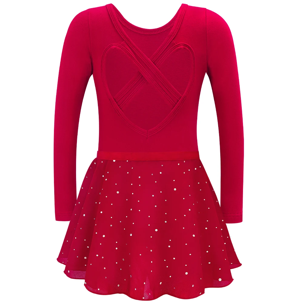 Mädchen Langarm Ballett Trikot Kind Tanz Tutu Kleid Herz Zurück Gymnastik Dancewear mit Gebunden Rock Outfit Set Bühne Kostüm – Detail 30