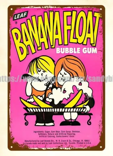 banana float bubble gum metal tin sign  Collectibles wall decor sign