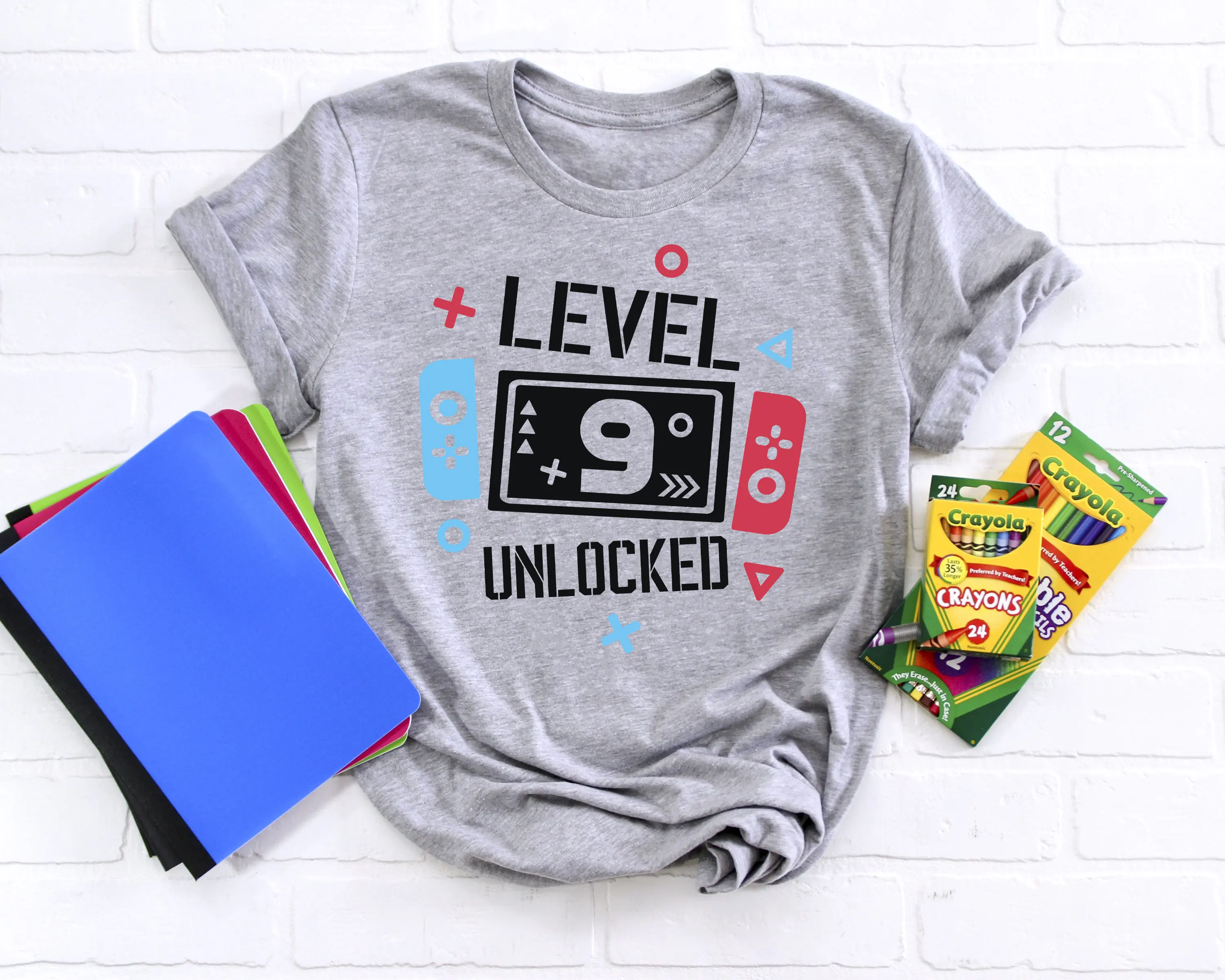 Birthday T Shirt For Gamers Level 9 Unlocked Kids Party