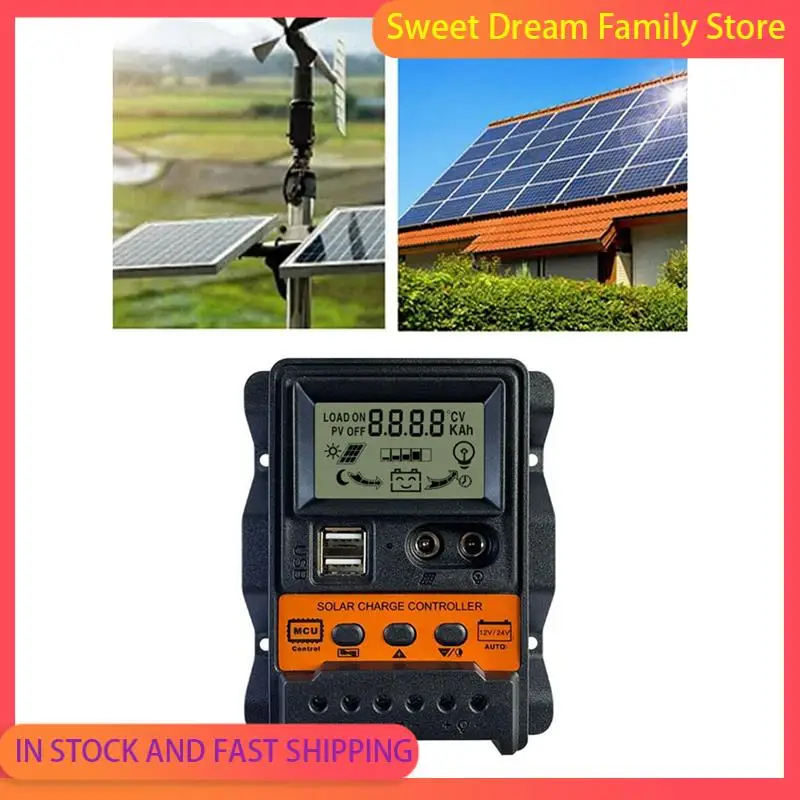 

SDFC-Solar Charge Controller 12V24V Solar Panel Battery Controller Regulator Auto 2 USB LCD Display Load Discharger
