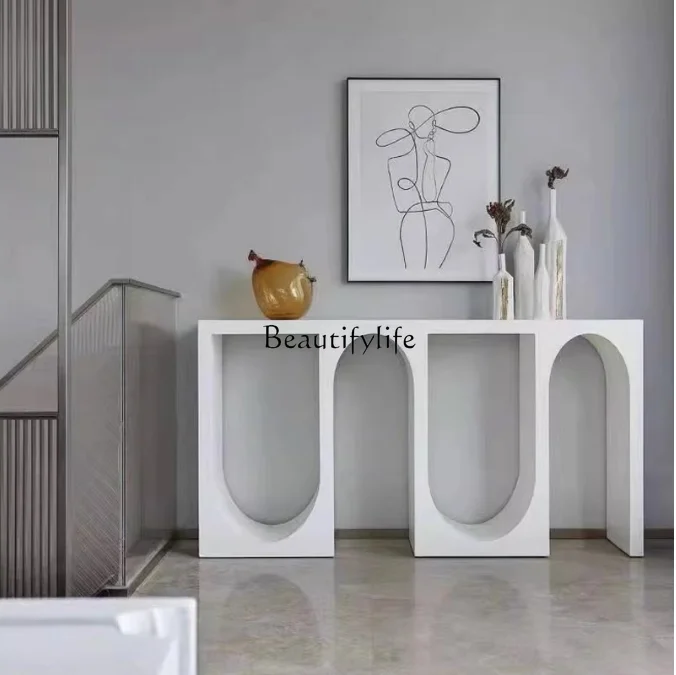 

Nordic wabi-sabi style light luxury porch counter foyer against the wall creative art porch table modern corridor designer