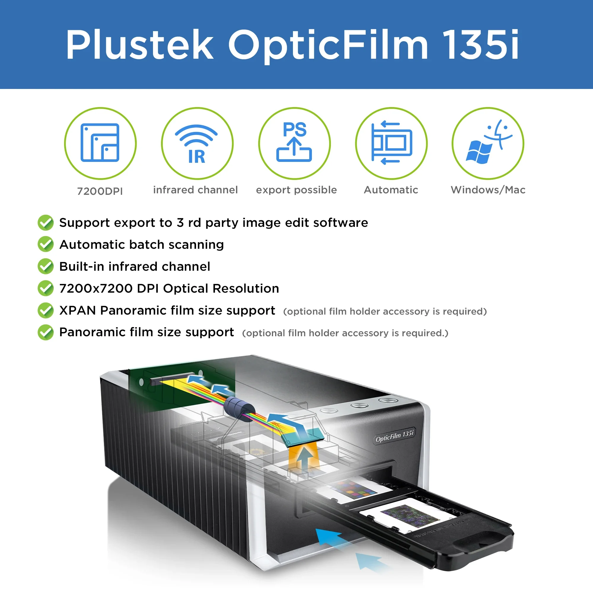 Plustek OpticFilm 135i - 自動フィルム＆スライドスキャナー、35mm
