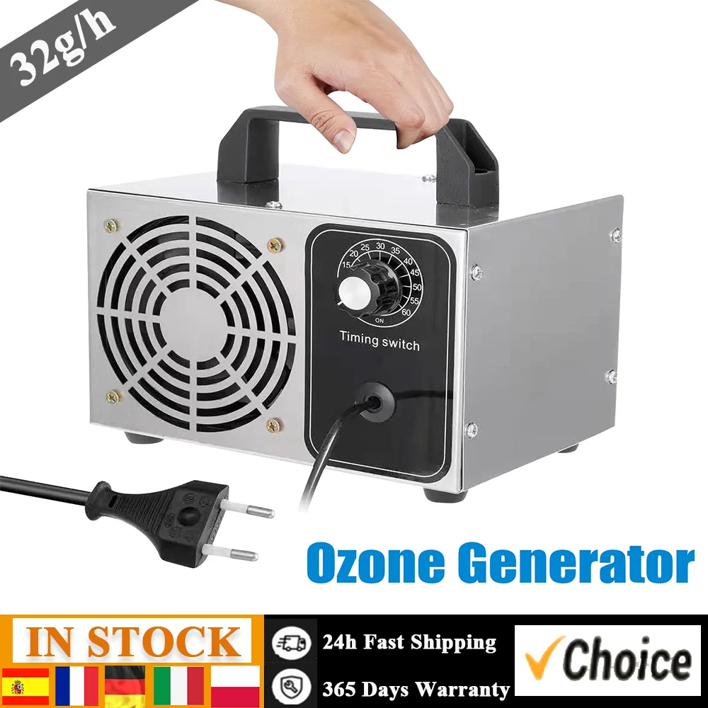 Ozone Generator 32g/h Ozone Machine O3 Air Purifier Air Deodorizer for Home Kitchen Office Car