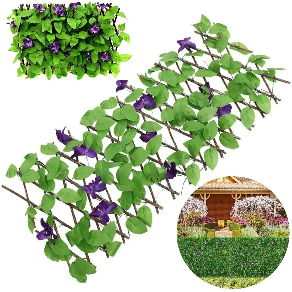 

Adjustable Artificial Leaf Privacy Fence Rose Sunflower Expandable Privacy Fence Wooden Flexible Retractable Balcony Screen