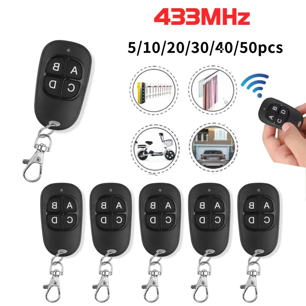 

5-50pcs 433MHz Remote Control Universal Garage Remote 4 Buttons Duplicator Controller Replacement Wireless Car Keys for Garage