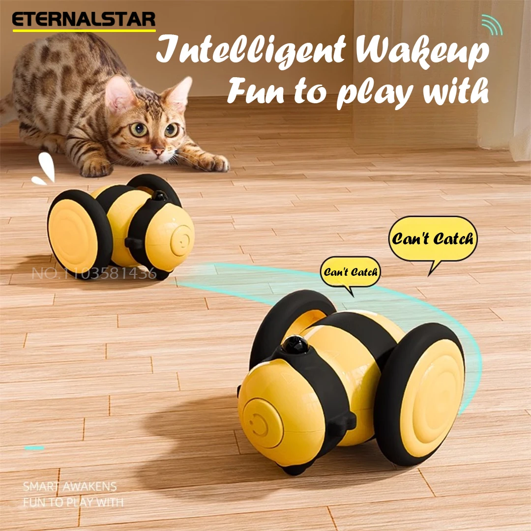 Cat toy car Tease cat Self-hearing boredom toy Bee sports car Pet toys Clockwork simulation plush mouse Cat toys