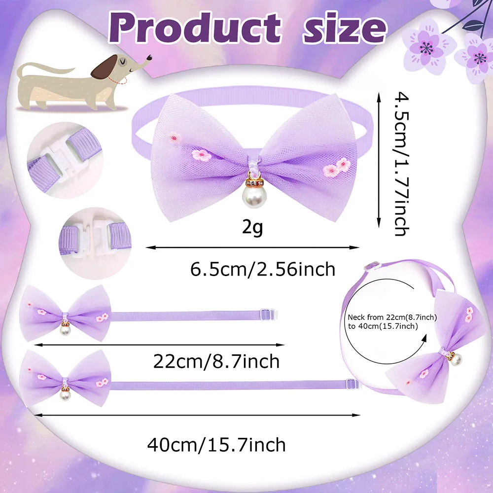60pcs Spring Dog Bowties Cute Lace Pearl Bow Tie Neckties for Dogs Pets Adjustable Pet Grooming Dog Accessories For Small Dogs