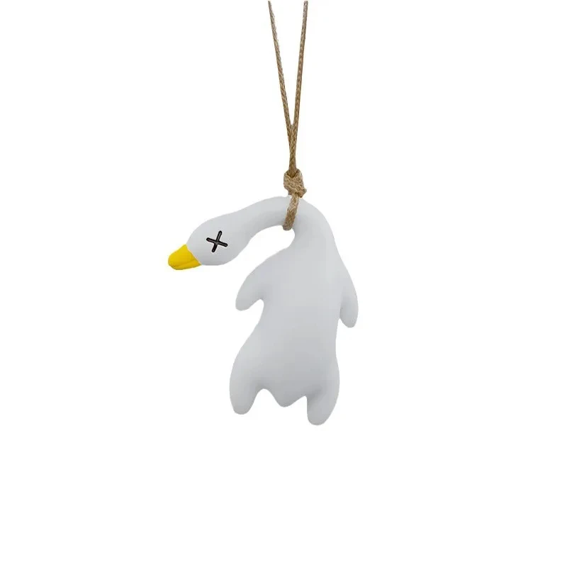 Funny Swing Goose Roasted White Roast Duck Car Pendant Swing Duck Car Hanging Ornament for Car Products Interior Accessories