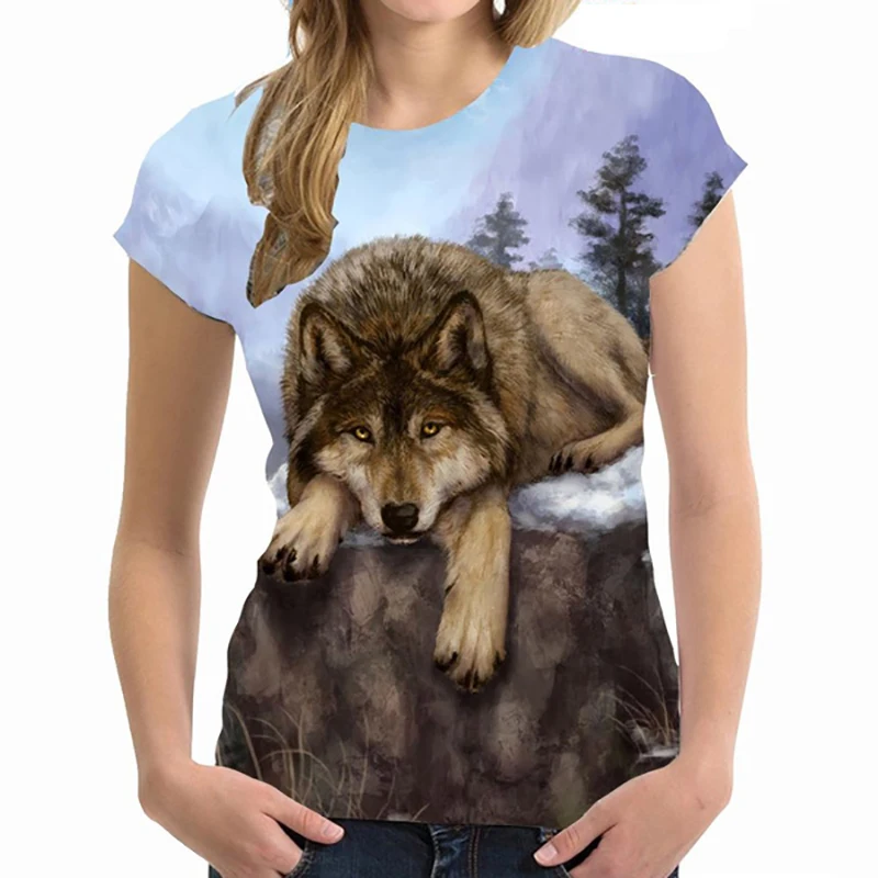 Summer Animal Wolf 3D Print T-shirt Women Man Short Sleeve T Shirts Harajuku Streetwear Tees Oversized Y2k Tops Girls Clothing