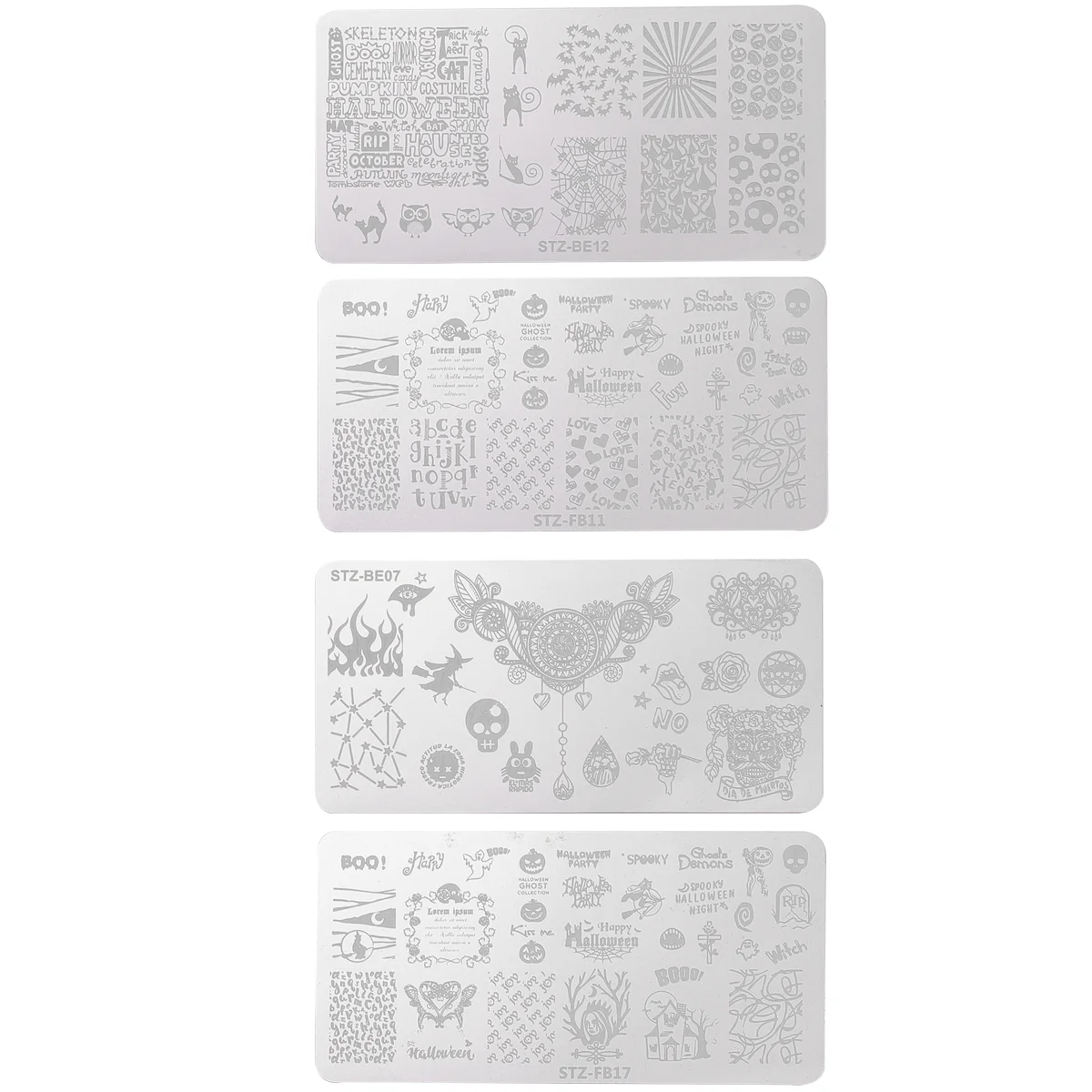 4 Pcs Nail Printing Plate Stamping Plates Molds Templates Ghost Stencil Pumpkin Halloween