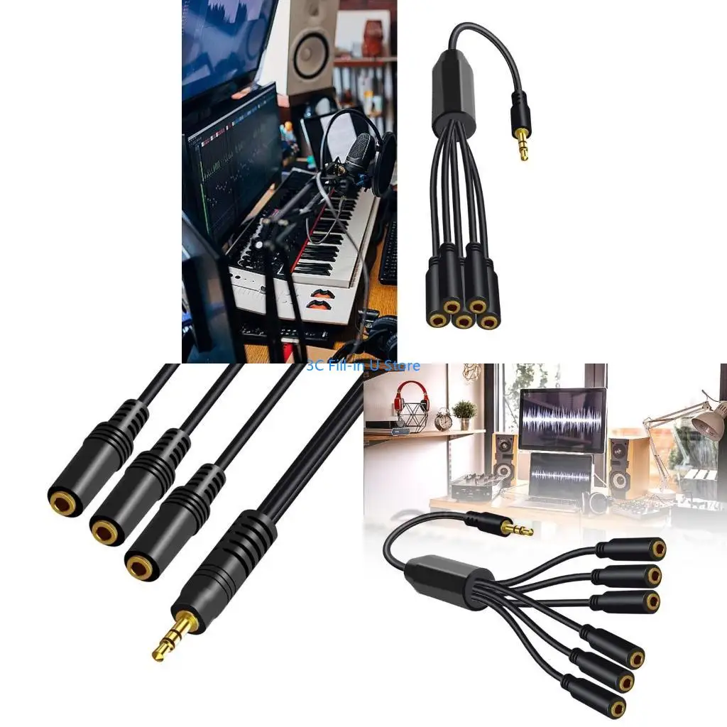 G8TA 1 in 3/4/5/6 Out 3.5mm AUX Cord Male to Female Stereo AUX Converters Wire Line