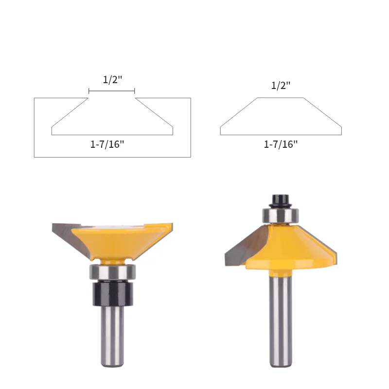 YUSUN Chamfer Stile＆Rail Set Router Bit Woodworking Milling Cutter For Wood Bit Face Mill Carbide Cutter End Mill