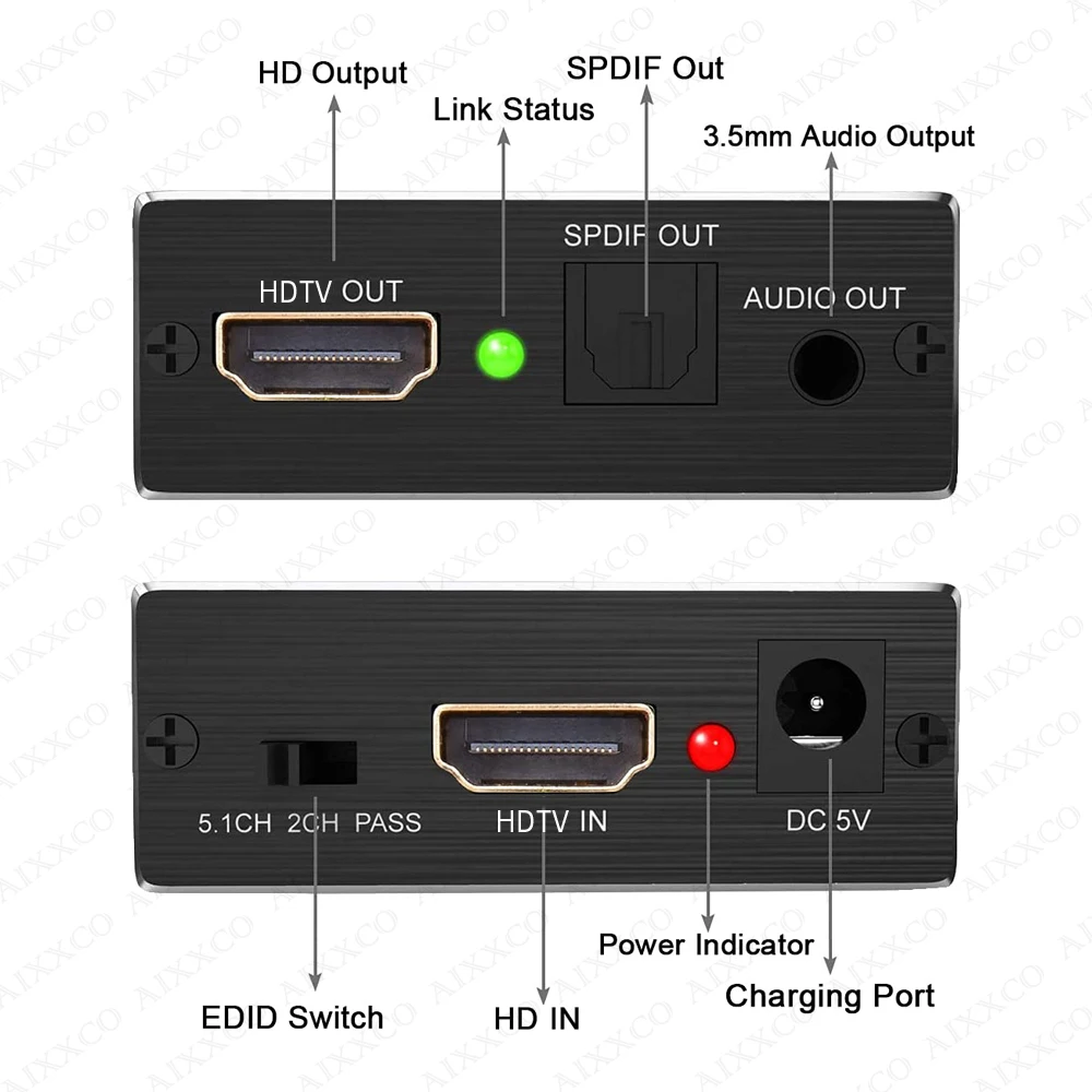 4K HDMI-Compatible Audio Extractor Converter with 3.5mm Audio Splitter Adapter For PS4 TV DVD Home Theater