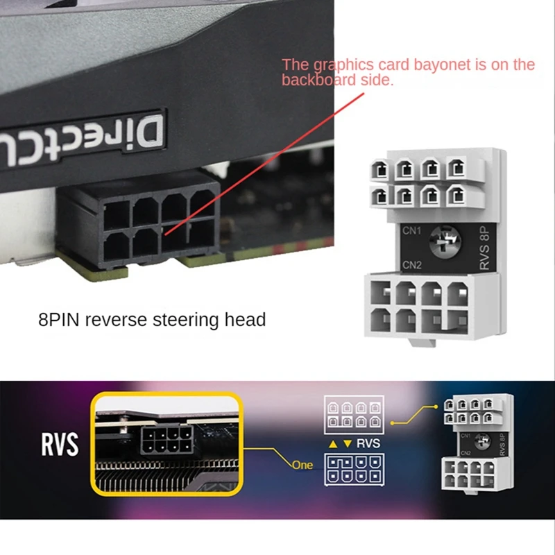 Cable Adapter 8PIN RVS Cable Adapter Angled To 8 Pin Male Power-Adapter For Desktop Video Card Graphics 8Pin Opposite STD