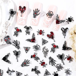 10PCS 3D Metallic Gothic Style Nail Charms Accessories Alloy Parts For Manicure Halloween Nails Art Decoration Supplies Material